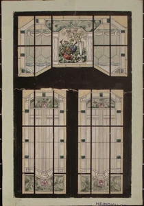 Heinrich Behr Jugendstil Art déco Fenster Entwurf Stillleben Tempera 20 Jhd - Picture 1 of 1