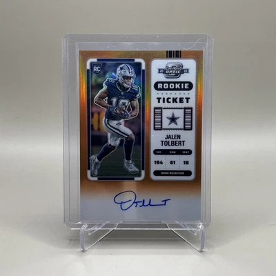 2022 Jalen Tolbert Panini Contenders Optic Rookie Ticket Auto Orange /50 #122 RC - Image 1 of 3