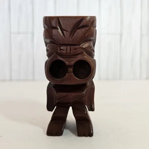 Handgeschnitzt Tiki Milo Holz Hawaiianischer Gott Beschützer des Hauses Vintage 4" Holz - Bild 1 von 7
