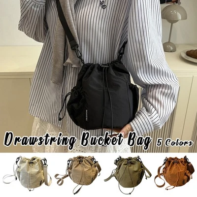 Drawstring Bucket Bag Fashion Lightweight Versatile Leisurely Crossbody Bag HOT - Image 1 of 4