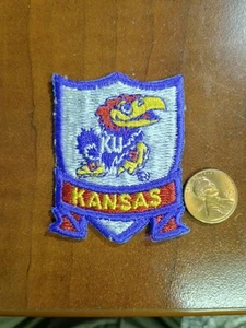 Vintage NEW Kansas Jayhawks KU Embroidered Patch Iron-on/Sew Football NCAA Hoops - Picture 1 of 3