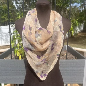 April Cornell Square Floral Mixed Media Square Rayon Scarf 41”x41” Cottagecore - Picture 1 of 5
