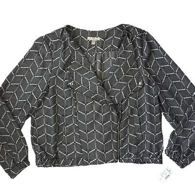 NUEVO Chaqueta Blazer Roz & Ali Moto L 12 Dressbarn Traje Negro Carrera Cremallera Asimétrica Foto 1 de 4