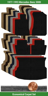 Juego de alfombrillas Velourtex personalizadas para Mercedes-Benz 300D 1977-1993 (5 piezas) #XTM Foto 1 de 4