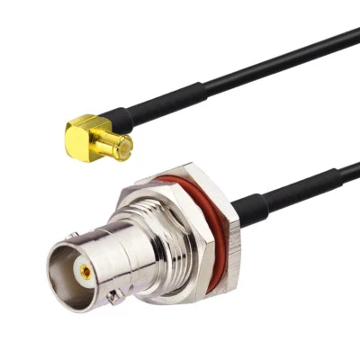 MCX Male RA to BNC Female bulkhead O-ring Adapter pigtail cable Coax RG174 50cm - Image 1 of 3