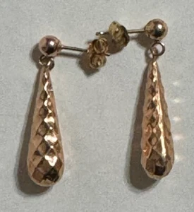 Vintage 14 K Rose Gold Tear Drop Earrings 1.1 Grams - Picture 1 of 2