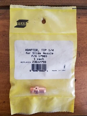 Adaptador de punta ESAB 17983 1/4 para boquilla deslizante, reemplaza 23612759, cantidad 1 Foto 1 de 3