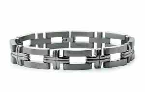 Titanium Grooved Cross Link Contemporary Mens Bracelet 8.5"  - Picture 1 of 1