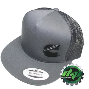 Cummins charcoal trucker black mesh snap back hat cap flat bill snapback - Picture 1 of 2