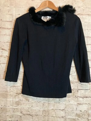 Joseph A. Top Mujer XL Negro Santana Tejido Imitación Piel Ribete Mob Esposa Elástico Foto 1 de 4