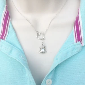 I Enjoy Frog Beautiful Handcrafted Antique Silver 18" Lariat Style Y Necklace. - Picture 1 of 6