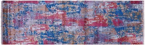 2' 7" X 8' 4" Modern Abstract Handmade Wool & Silk Runner Rug - Q23494 - Picture 1 of 8