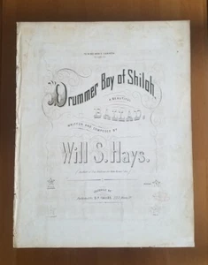 1865 Drummer Boy of Shiloh di Will S. Hays. Raro spartito originale guerra civile - Foto 1 di 22