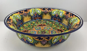 Talavera Cuenco Cerámica Mexicana Plato para Servir Arte Popular 15.5"" Hecho en México - Imagen 1 de 5