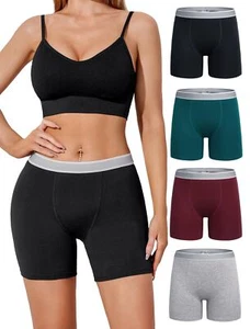 Women's Cotton Boxer Briefs Anti-Chafing Boy Shorts 4.5" Inseam 4-pk Size Large - Picture 1 of 5