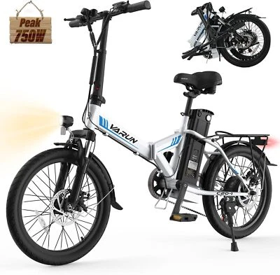 Bicicleta Eléctrica VARUN 20" Plegable Eléctrica Pico 750W 48V City Commuter para Adultos Foto 1 de 4