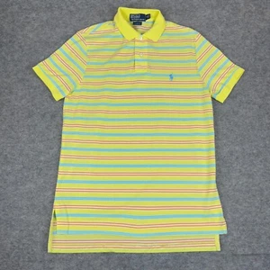 Vintage Polo Ralph Lauren Custom Fit Polo Shirt Striped Yellow Mens Medium M - Picture 1 of 9