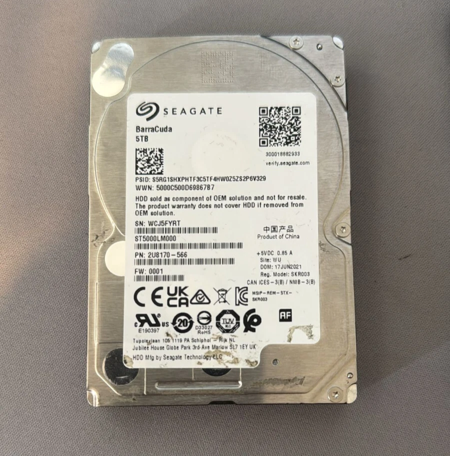 5TB SEAGATE ST5000LM000 BARRACUDA 15mm 2.5" SATA HDD Hard Disk Drive - Image 1 of 1