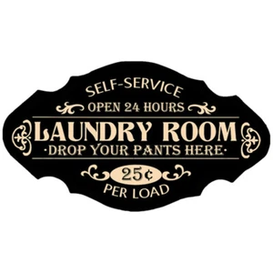 1PZ Cartelli da Appendere Vintage Legno Lavaggio a Secco Negozio Lavanderia Nero - Foto 1 di 12