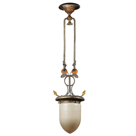 Antique Cast Bronze Figural Pendant Light, Bullet Shade, NC4585 Cover
