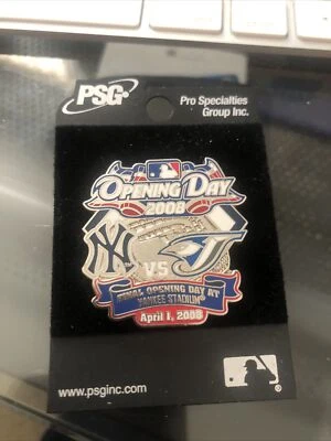 2008 NEW YORK YANKEES BLUE JAYS OPENING DAY PIN FINAL @ YANKEE STADIUM JETER - Image 1 of 2