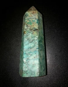 SALE Chrysocolla Crystal Point Tower 3 inches tall 66g Beautiful - Picture 1 of 3