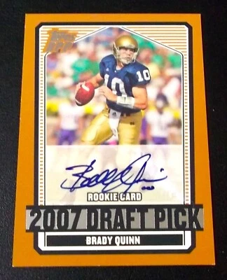 (#027/100) Rc Brady Quinn Auto 2007 Topps Draft Pick Rookie Signed Autograph SP - Image 1 of 4