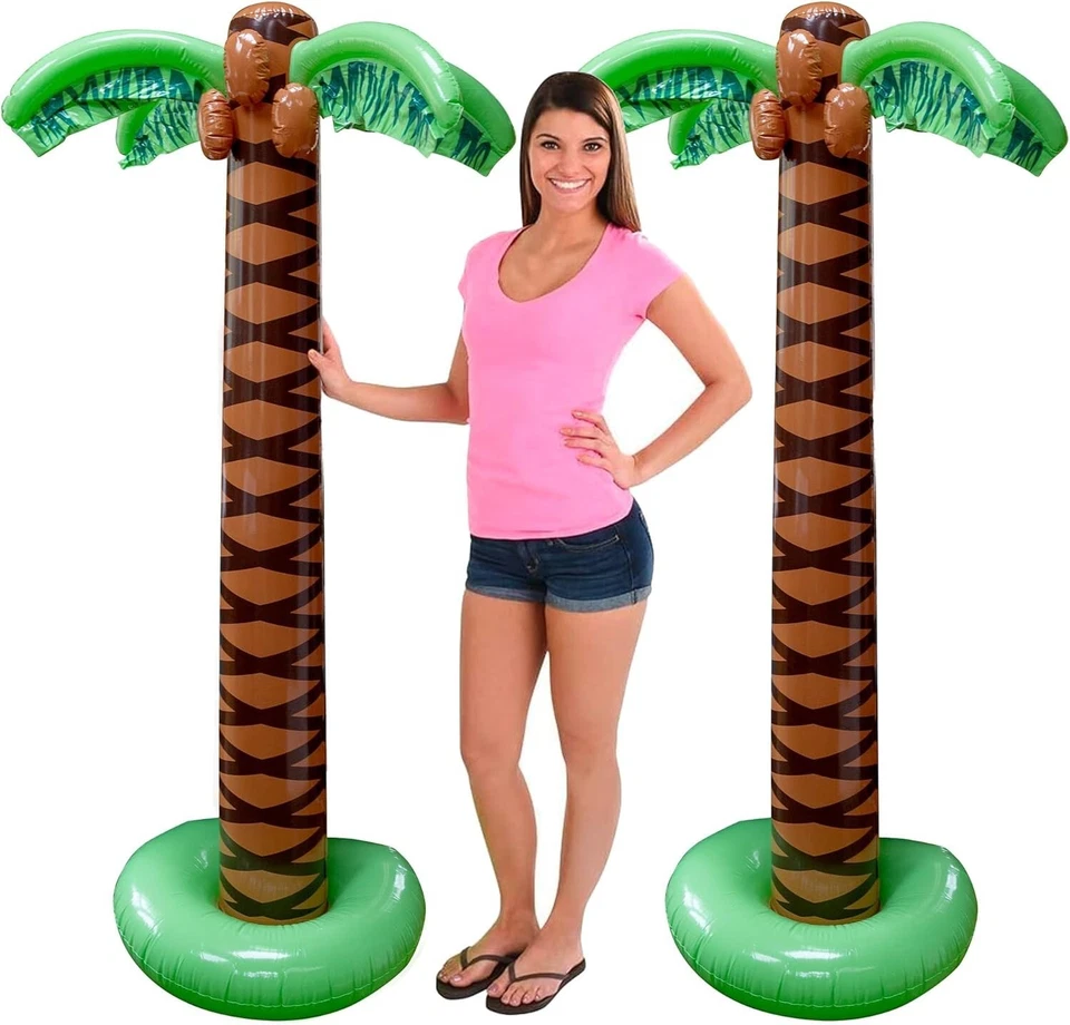 PLAYBEES Giant Inflatable Palm Trees - 2 Pack - 6 Foot for Luau Parties Tropical Theme
