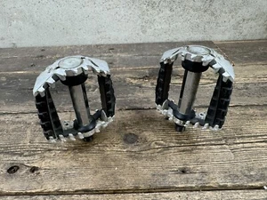 Shimano Bmx Pedals 9/16” Vintage Old School Bmx Silver/ Black Chromoly - Picture 1 of 13