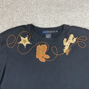 VTG Western Embroidered Cotton & Silk Blouse 1993 Shoulder pads Size M Medium - Picture 1 of 12