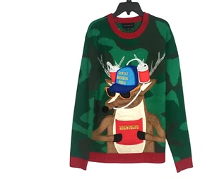 Unisex Ugly Christmas Sweater Size Small Camouflage Santa's Beer Drinking Squad - Bild 1 von 14
