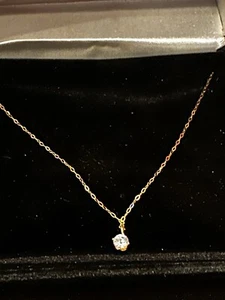 One 14KT Yellow Gold Necklace With Diamond Solitaire Pendant - Picture 1 of 2