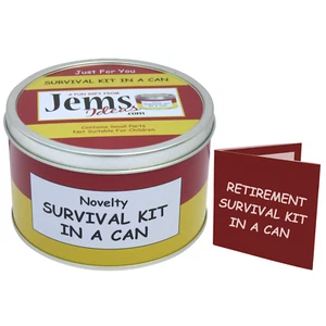 RETIREMENT SURVIVAL KIT IN A CAN. Novelty Gift - Fun Present / Card Leaving Work - Picture 1 of 24
