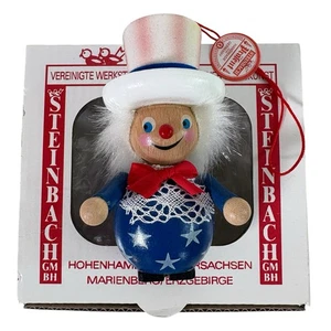 Steinbach  3 1/2” Germany Wooden Christmas Ornament Uncle Sam Vintage Box Tag - Picture 1 of 7