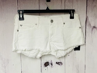 True Religion Joey Cut-Off Optic White Denim Shorts Women's Size 28 NWT - Image 1 of 3