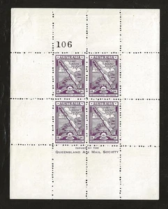 1934 AUSTRALIA rocket mail sheet of 4 - BRISBANE - EZ 1A1a - Picture 1 of 2
