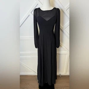 NWOT Lulus Prestigious Poise Black Backless Balloon Sleeve Maxi Dress Size XS - Picture 1 of 10