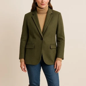 Giacca blazer vintage Lands End lana cashmere verde donna M/L ufficio classico - Foto 1 di 12