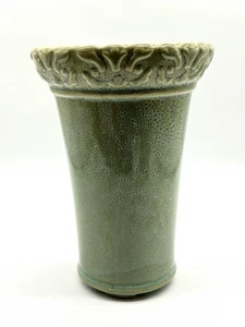 Green Speckled Pottery Flower Vase - Picture 1 of 5