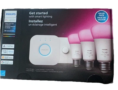 Philips Hue 3 -75 Watt  Bulb Smart Bridge & Button Color Ambience Starter Kit - Image 1 of 4