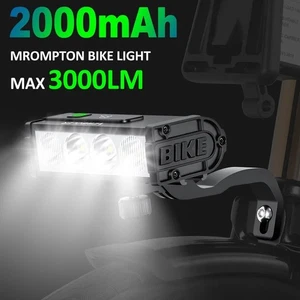 Brompton Folding Bike Light Front 2000Mah Waterproof Bicycle Light 3000 Lumen fo - Picture 1 of 18