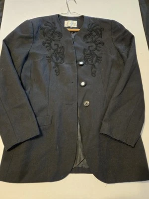Chaqueta Blazer Le Suit Mujer Talla 8 Negra Carrera Trabajo Oficina Frente Abierto 3 Botones Foto 1 de 4