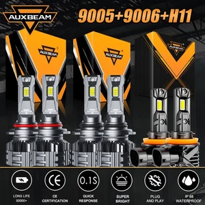 AUXBEAM CANBUS LED Headlight Hi/Low Fog Bulbs 6500K For Toyota Corolla 2009-2013 - Picture 1 of 12