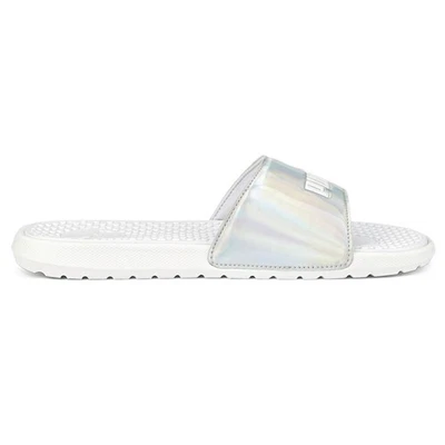 PUMA Cool Cat Distressed Slide  Womens White Casual Sandals 38672201 - Image 1 of 4