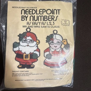 Vintage Needlepoint by Numbers Kit -Mr. & Mrs. Santa Claus -New - Picture 1 of 4