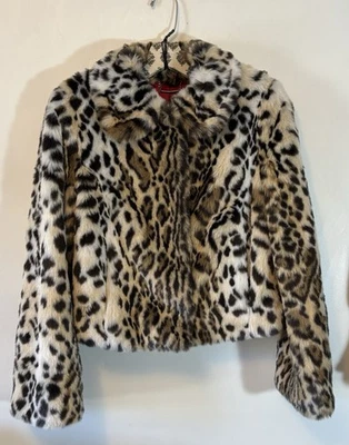 Abrigo chaqueta de piel sintética de leopardo EXPRESS talla pequeña Foto 1 de 4