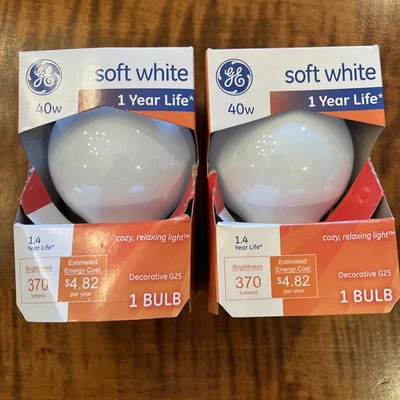 GE - 40 Watt Medium Base Light Bulb 40G25/W - New Soft White - Image 1 of 2