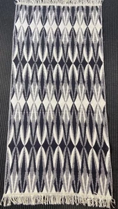 Woven Marrakesh Design Rug with Fringed Ends 80cm x 150cm Black & Cream Shades - Picture 1 of 2