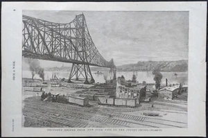 1894 illustration of propose bridge from New York City to the Jersey shore - Picture 1 of 1
