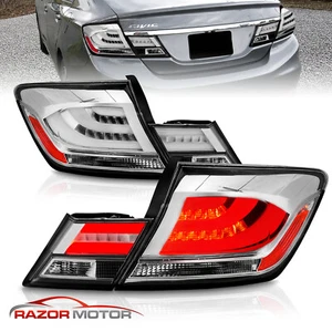 Par de luces traseras LED cromadas/claras para Honda Civic 2013 2014 2015 sedán de 4 puertas - Imagen 1 de 10